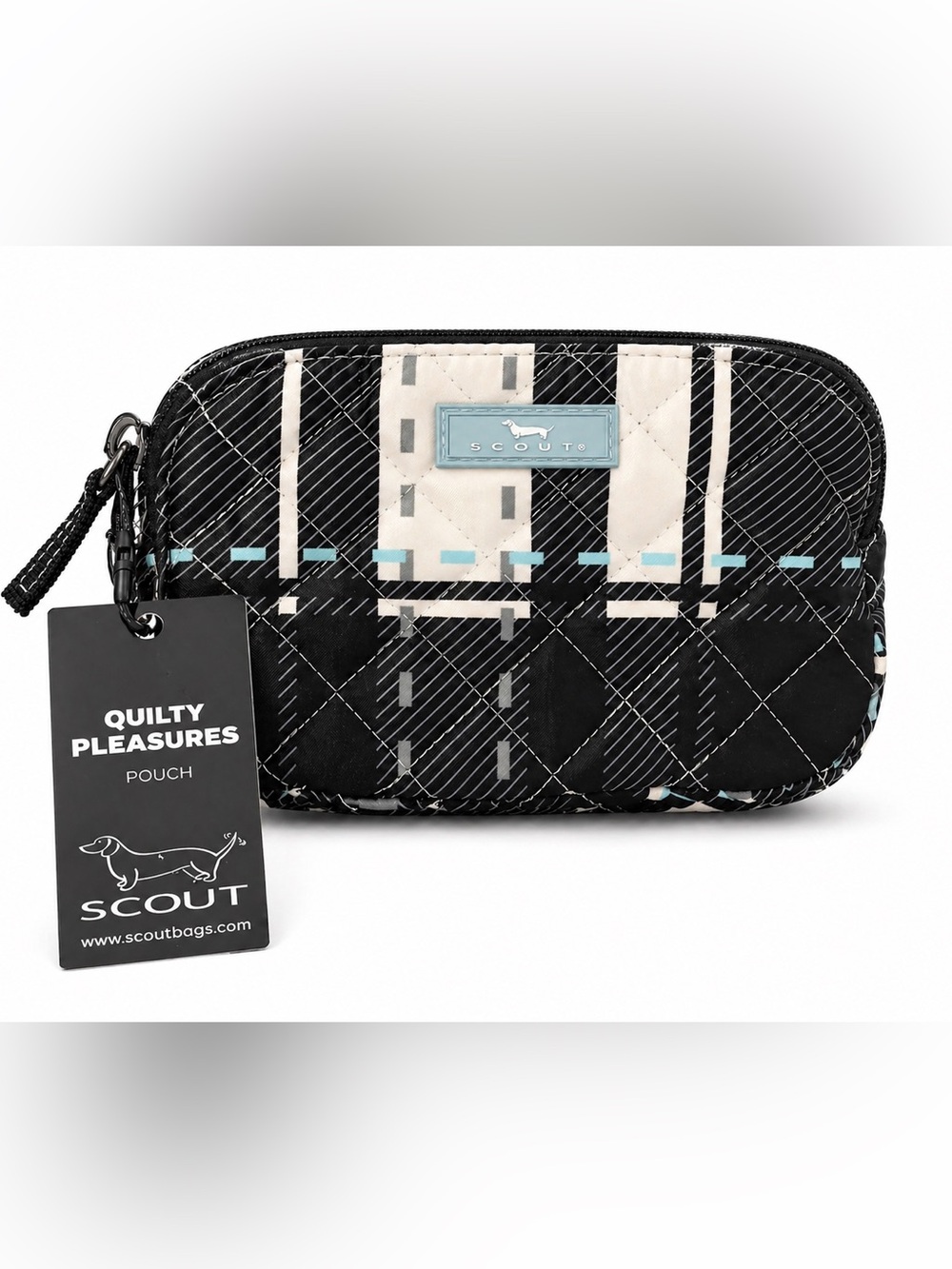 SCOUT Quilty Pleasures Pouch Plaid Pitt NWT Double Zip Cosmetic Bag